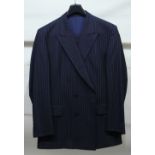 GENTS EDE AND RAVENSCROFT TWO PIECE BLUE PIN STRIPE WOOL SUIT, jacket size 44, TOGETHER WITH FOUR