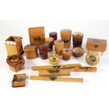 A SELECTION OF TWENTY ITEMS OF MAUCHLINE WARE, including; needle cases, pin cushion and reverse