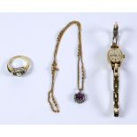 LADY'S TISSOT 9CT GOLD CASED WRIST WATCH, 17 jewel movement, silvered oval dial with batons,