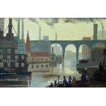 STEPHEN GARBUTT OIL PAINTING ON CANVAS LAID DOWN  'Preston'  Signed  5" x 7 1/2" (12.75cm x 19cm)