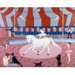 LOWELL DOBBS (B.1938) OIL PAINTING ON CANVAS "Rehearsal in the Big Top" Signed and dated (200)9