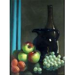 K. JESSOP (Modern)  OIL PAINTINGS ON CANVAS, A PAIR  Still lifes of fruit, wine bottles etc...