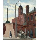 •ROGER HAMPSON (1925-1996) OIL PAINTING ON BOARD 'Mossfield Mill, Bolton'  Signed; titled and