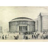 •L.S. LOWRY  (1887-1976) ARTIST SIGNED PRINT OF A PENCIL DRAWING 'The Reference Library'  an edition