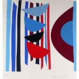 •TERRY FROST (1915-2003) ARTIST SIGNED  SCREEN PRINT AND COLLAGE  'Blue, red and black vertical