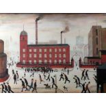 •L.S. LOWRY  (1887-1976) ARTIST SIGNED COLOUR  PRINT  'Mill scene'  an edition of 750 Signed  12"