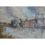 •NORMAN LAYCOCK (1920-1985)  OIL PAINTING ON CANVAS  Houses of Parliament  Unsigned  15 3/4" x 21