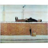 •L.S. LOWRY  (1887-1976) ARTIST SIGNED COLOUR PRINT 'Man on the Wall' an edition of 500, signed