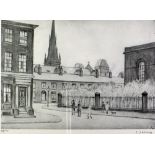 •L.S. LOWRY  (1887-1976) ARTIST SIGNED PRINT OF A PENCIL DRAWING 'St. Philips Church, Salford' an