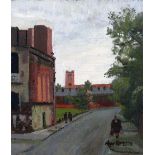 •ROGER HAMPSON (1925-1996) OIL PAINTING ON BOARD 'Ancoats landscape'  Signed; titled and numbered