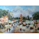 •BERNARD McMULLEN (b.1952) OIL PAINTING  'Silcocks Fair in Heaton Park'  Signed 21 1/2" x 29 1/2" (