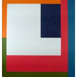 CHRISTOPHER CORAM (b. 1948)  OIL PAINTING ON BOARD Rectilinear Series 'Black Incursion' Signed and