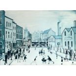 •L.S. LOWRY  (1887-1976) ARTIST SIGNED COLOUR  PRINT  'The Level Crossing,  Burton upon Trent'  an