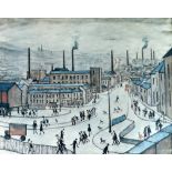 •L.S. LOWRY  (1887-1976) ARTIST SIGNED COLOUR  PRINT  'Huddersfield'  Guild stamped 17 3/4" x 22 1/