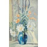 COLIN C. HILTON  OIL PAINTING ON CANVAS  Still life, vase of flowers Signed 16" x 10" (40.5cm x 25.