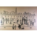 •LAURENCE STEPHEN LOWRY (1887-1976) LITHOGRAPH  'A street full of people' an edition of 75, signed