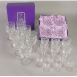 BOXED SET OF FOUR EDINBURGH CRYSTAL TUMBLERS, TOGETHER WITH A SET OF SIX HEAVY CUT STEMMED WINE