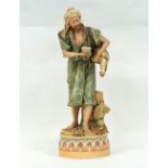 ROYAL DUX FIGURE OF A WATER CARRIER, on circular plinth base, 24 1/2" high