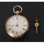 ELIZABETH RYLEY, COVENTRY, 18CT GOLD OPEN FACED POCKET WATCH with keywind movement, white roman