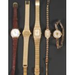 WRIST WATCHES, including LADY'S ROTARY QUARTZ WRIST WATCH, on integral gilt bracelet strap, TIMEX