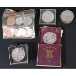 GEORGE VI FESTIVAL OF BRITAIN CROWN COIN 1951, in cardboard case, 4 ELIZABETH II CORONATION CROWNS