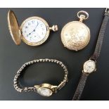 LADY'S ACCURIST 9CT GOLD CASED WRIST WATCH, 21 jewel movement, Birmingham 1989, on leather strap,