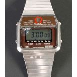 OMEGA MEMOMASTER QUARTZ WRIST WATCH, cal. LCD 1632, stainless steel cased, with original papers,