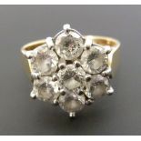 SEVEN STONE DIAMOND CLUSTER RING, 1.75ct approx. estimated total carat weight, I, Birmingham 1968,