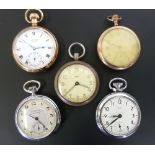 AN EARLY 20TH CENTURY GOLD PLATED CASED VERTEX REVUE GENTLEMANS KEYLESS OPEN FACE POCKET WATCH and