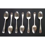 SET OF 9 VICTORIAN SILVER TEASPOONS, Early English pattern, makers mark 'HA', Sheffield 1894, 6 3/