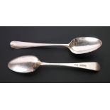 PAIR OF GEORGE III SILVER TABLESPOONS, Early English pattern, makers mark 'TW', London 1784, 4oz