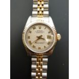 LADY'S ROLEX OYSTER PERPETUAL DATEJUST BI-COLOURED STAINLESS STEEL CASED SUPERLATIVE CHRONOMETER