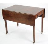 GEORGE III MAHOGANY PEMBROKE TABLE, the moulded oblong top above two end drawers and raised on