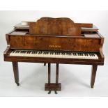CARLBERG, FIGURED WALNUT CASED BABY GRAND PIANOFORTE, raised on square tapering legs, 50" (127cm)