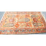 TWENTIETH CENTURY BIJAR RUG, with five large Tooteh shapes, stylised flowering shrubs and