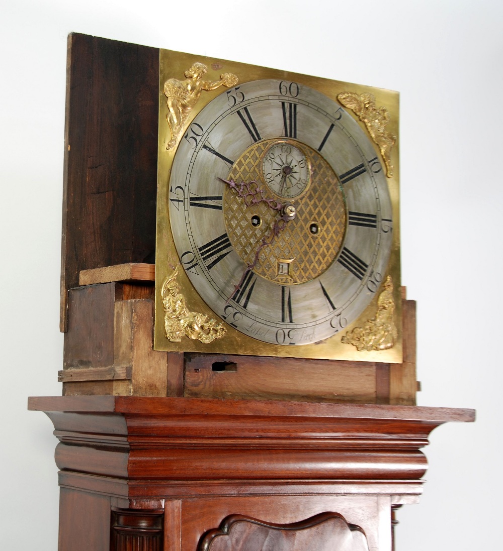 LATE EIGHTEENTH CENTURY MAHOGANY LONGCASE CLOCK, signed Lassel Park, the 13" brass dial with - Image 5 of 6