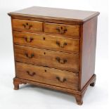 GEORGE III MAHOGANY SMALL CHEST OF DRAWERS, the moulded oblong top above two short and three long,