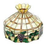 A MODERN TIFFANY STYLE LEADED MARBLED AND STAINED GLASS CEILING LIGHT SHADE of decagonal form, 19