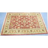 EGYPTIAN 'ROYAL AGRA' ALL -WOOL RUG, with all-over floral and foliate scroll design  on a brick
