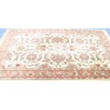 INDIAN HAND MADE SMALL CARPET, with all-over large Heratic design on a brick red field, old gold and