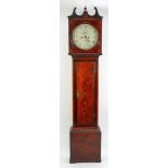 EARLY NINETEENTH CENTURY FIGURED MAHOGANY AND INLAID LONGCASE CLOCK, signed  J.V. Merron,