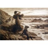 HERBERT DICKSEE (1862 - 1942) Signed Original Etching entitled "In sight at last" HD 1923 18 ¾" x