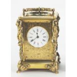 BOXELL, BRIGHTON, INCOMPLETE ENGRAVED AND CAST GILT BRASS GRAND SONNERIE REPEATING CARRIAGE CLOCK,