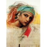 AFTER PIETRO ANNIGONI COLOUR PRINT REPRODUCTION  Head of a woman wearing a turban  16"  x 11 1/2" (