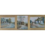 WALTER WITHAM SIX WATERCOLOUR DRAWINGS Rural scenes and landscapes Signed 6 1/4" x 4 3/4" (15.9cm