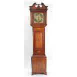 GEORGE III INLAID OAK AND MAHOGANY LONGCASE CLOCK, signed Thomas Powell, Ravenscroft, the 10 3/4"