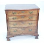GOOD QUALITY GEORGE III MAHOGANY BACHELORS CHEST, the oblong moulded top above four graduated