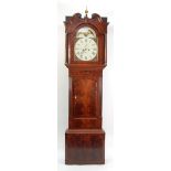 A LATE GEORGIAN LANCASHIRE MAHOGANY LONGCASE CLOCK, the broad trunk with reeded forecorners flanking