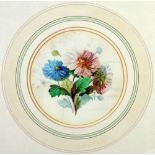 VICTORIAN SCHOOL PAIR OF WATERCOLOUR DRAWINGS Specimen flowers Circular 6" dia (15.2cm)