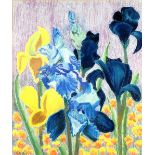 J.H. COT PASTEL ON ARTISTS BOARD Irises Signed 21" x 18" (53.3cm x 45.7cm)